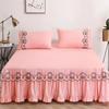 3pcs Bed Skirt Bedspread Pillowcase Ruffle Lace Anti Slip 1.8x2.0m Bed Cover Solid Colour Lace Mattress Dust Bedding Cover