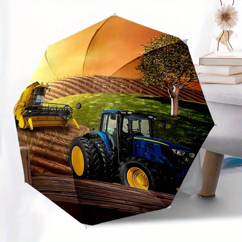 1pz Mietitrebbia Trattore a Tema Ombrello di Alta Qualità, Ombrello ad Apertura e Chiusura Automatica, Ombrello Multifunzionale G0811306