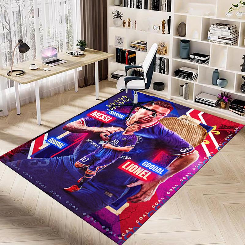 Messi's Hattrick-Feier Teppich für Spielzimmer Schlafzimmer Wohnzimmer Sofa Heimdeko Kinder Spielbereich Teppich Rutschfeste Bodenmatte