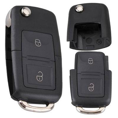Custodia per chiave sostitutiva intelligente con telecomando nero a 2 pulsanti, senza chip, per Volkswagen