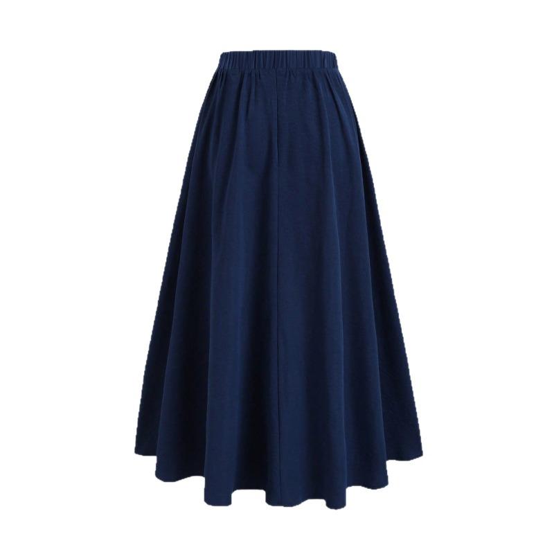 High-waisted Half Skirt, Spring and Autumn Solid-color Pleated Waisted Chiffon Long Skirt