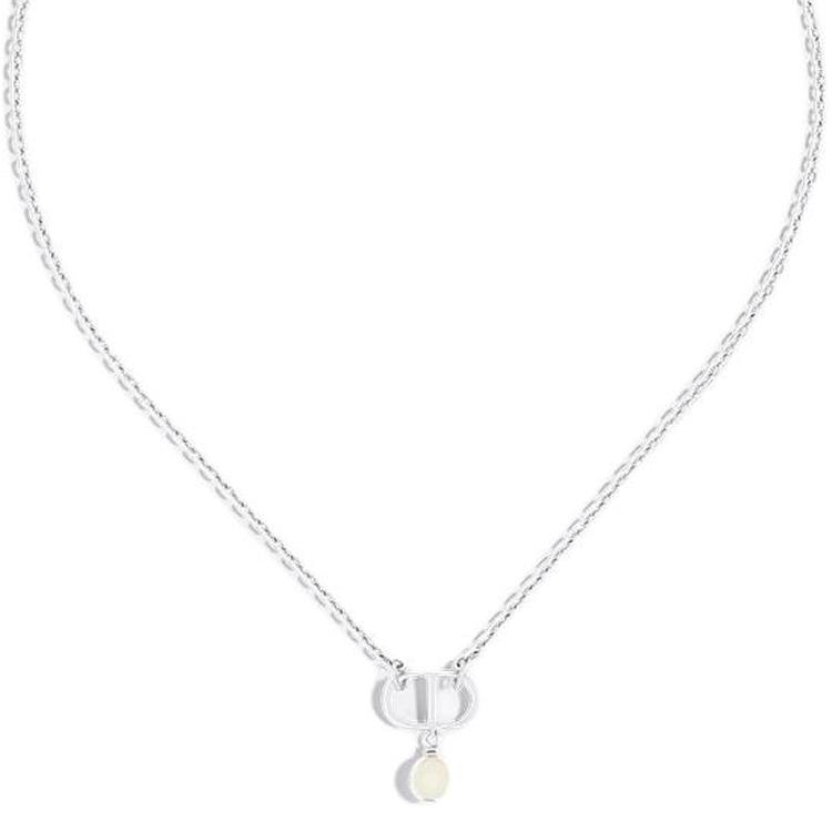 

Dior CD Logo Pearl Pendant Metal Necklace Women necklace Silver N1390PTCRS-D009 F,Silver