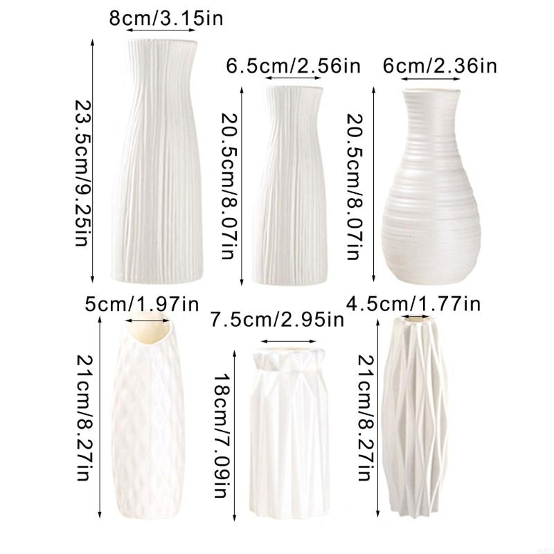 62KD 6PCS Elegant Plastic Flower Holder Vases With Subtle Texture Small Storage Bottle For Home Decoration