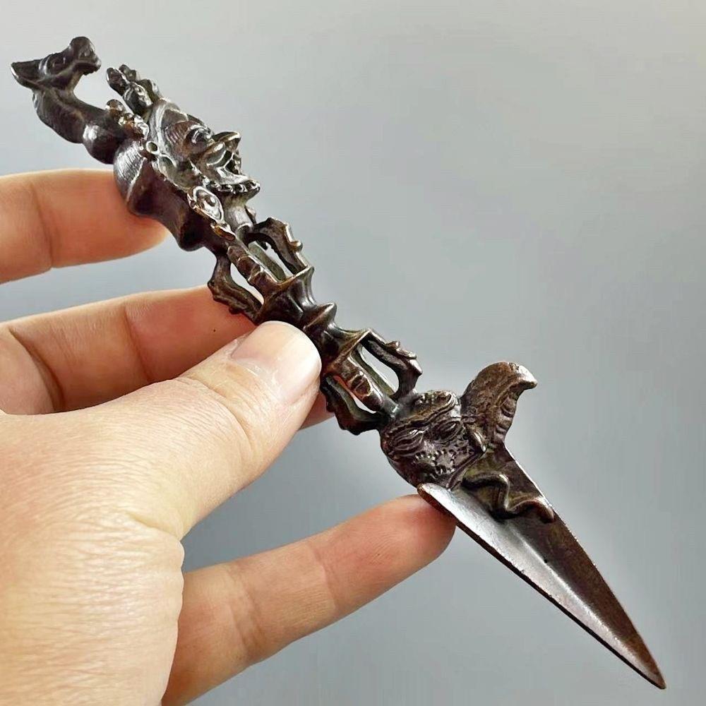 Vintage Hand Vajra Dorje Tibetischer Buddhismus Teufelsabwehrendes Artefakt Ritual Magischer Pferdekopfananhänger Halskette Schmuck Autodekoration