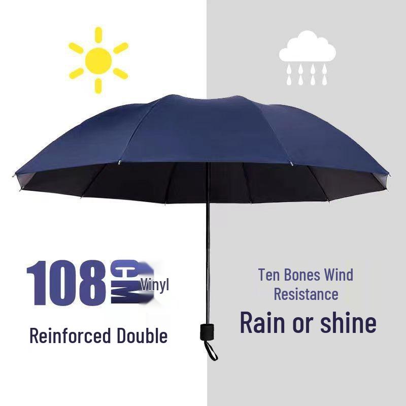 Dual-Use Extra Large Folding Umbrella - 12 Ribs for Sun and Rain Protection