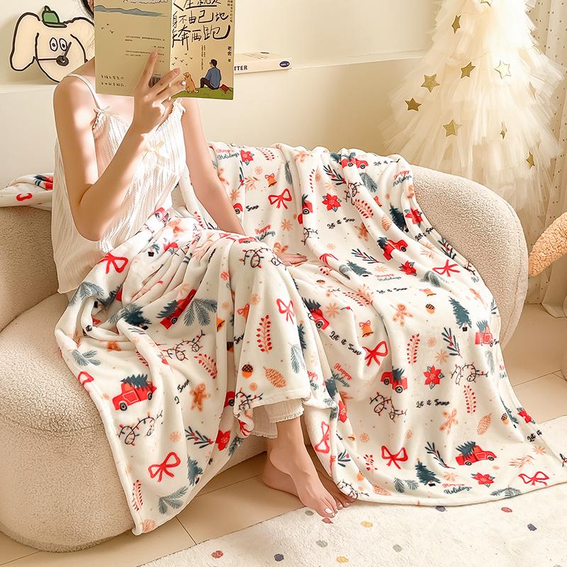 Cute Dog Winter Thick Blanket Flannel Sofa Cover Blanket Nap Office Shawl Air Conditioning Warm Blankets for Used For Bedroom