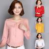 Elegant Summer Female Shirt Long Sleeve Blouse Button Women Office Chiffon Ruffle Tops For Stylish Comfort