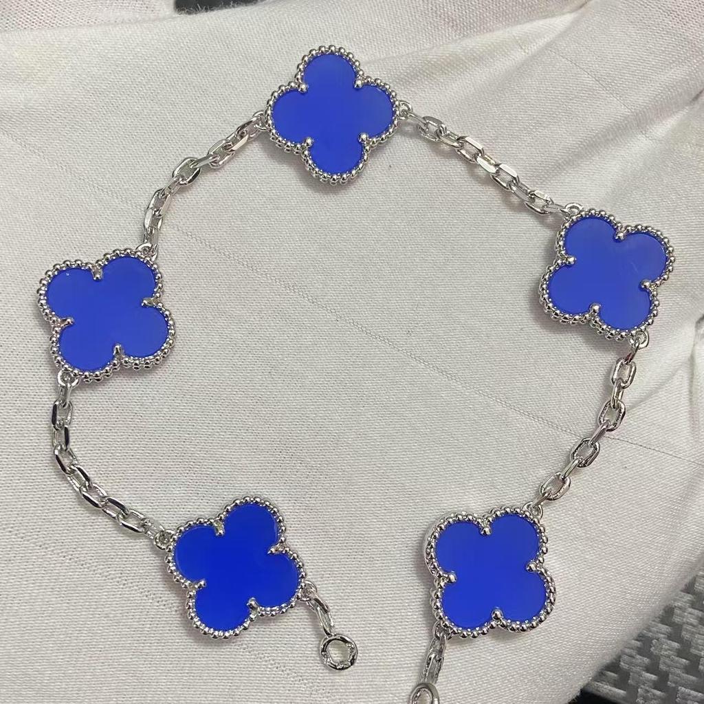 Nuova Versione Bracciale Quadrifoglio Cinque Fiori Agata Rossa Naturale Madreperla Bianca Bracciale da Donna Bracciale Laser