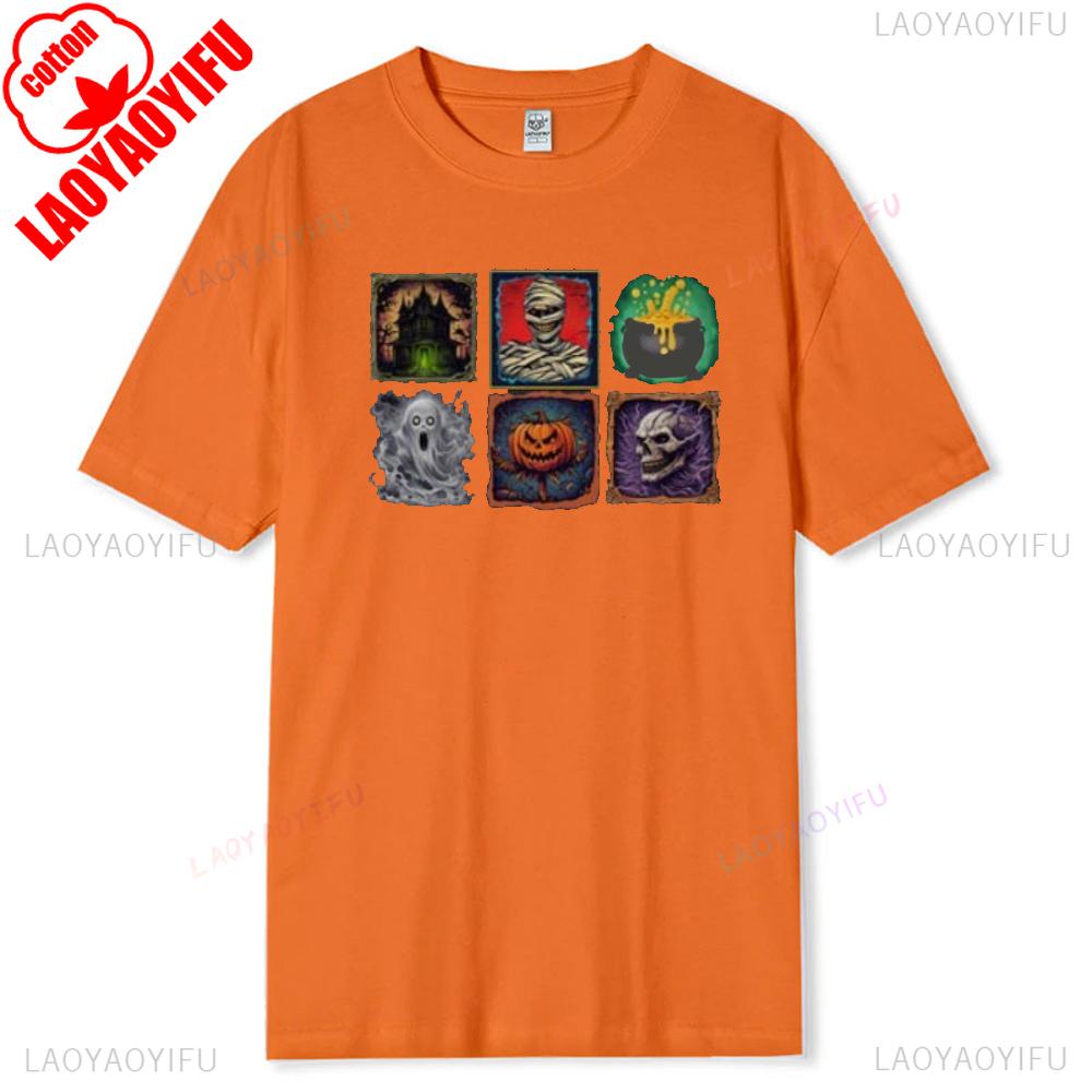 Demonic Halloween Graphic Tee Spooky Gothic Skeleton Shirt Horror Movie Vintage Tshirt Soft Cotton Unisex Streetwear Costume S