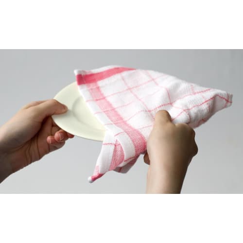 Kitchen Cloths, Kitchen Towels, Checkered Dishcloths, Hand Towels, 100% Cotton, Absorbent, 4 Colors (Blue, Green, Yellow, Pink), 6 of Each