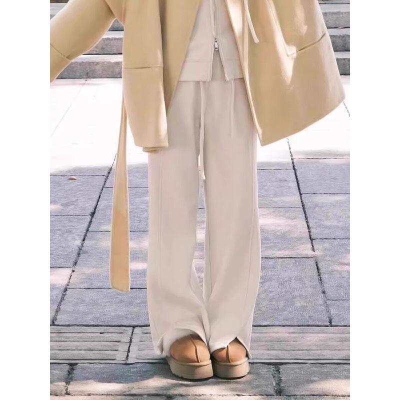 

Fall and Winter Gentle Wear a Whole Suit Women s Plus Size Plus Size Ladies Loose Slim Fit Woolen Coat Casual Pants Three-Piece Suit Off-White Casual Pants XXL [Recommended 70-80kg]
