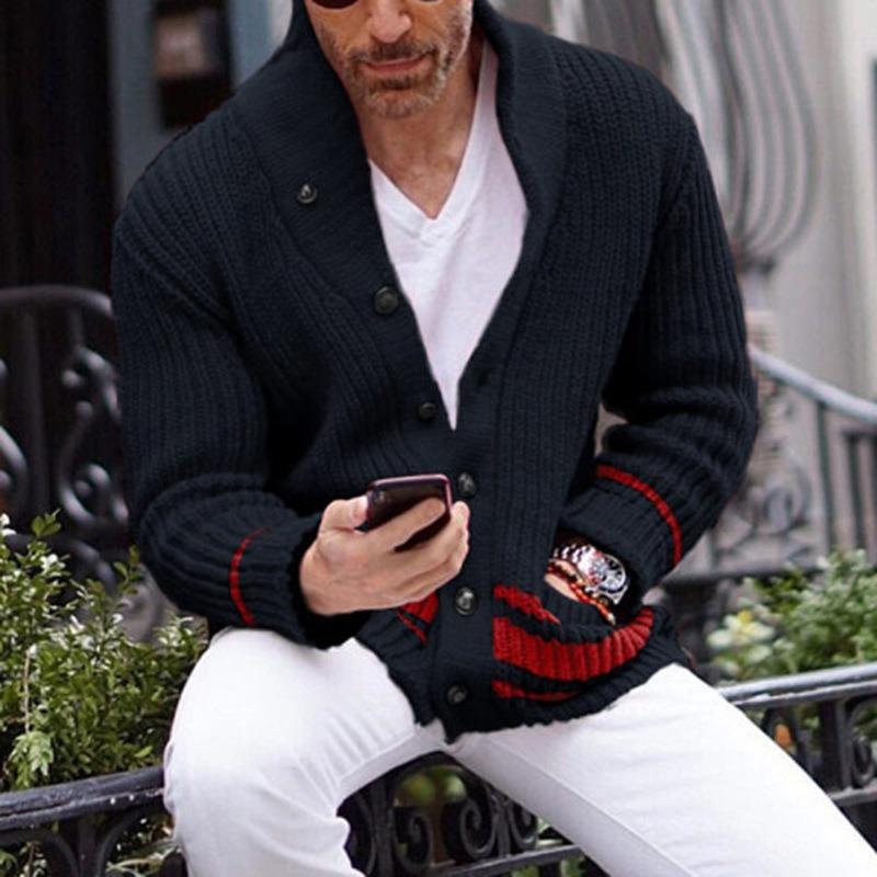 

2026 Winter Sweater Men s Casual Solid Color Half-High Neck Long Sleeve Knitted Cardigan XXXL