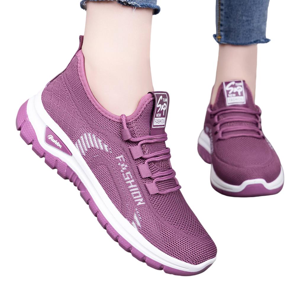 Lightweight Breathable Slip On Athletic Shoes for Women Flexible Sole Casual Running Sneakers with Knit Upper and Cushioned Insole