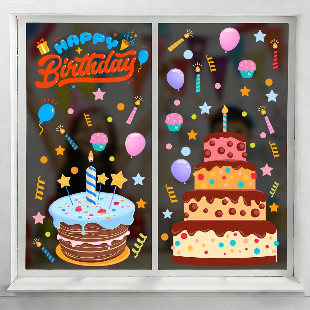 Creative Birthday Party Glass Stickers for Children's Room, Bedroom, Living Room, Kitchen and Bathroom