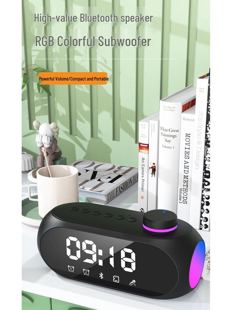 S18 Bluetooth Mini Speaker with Night Light, Subwoofer, Alarm Clock, and Desktop Functionality