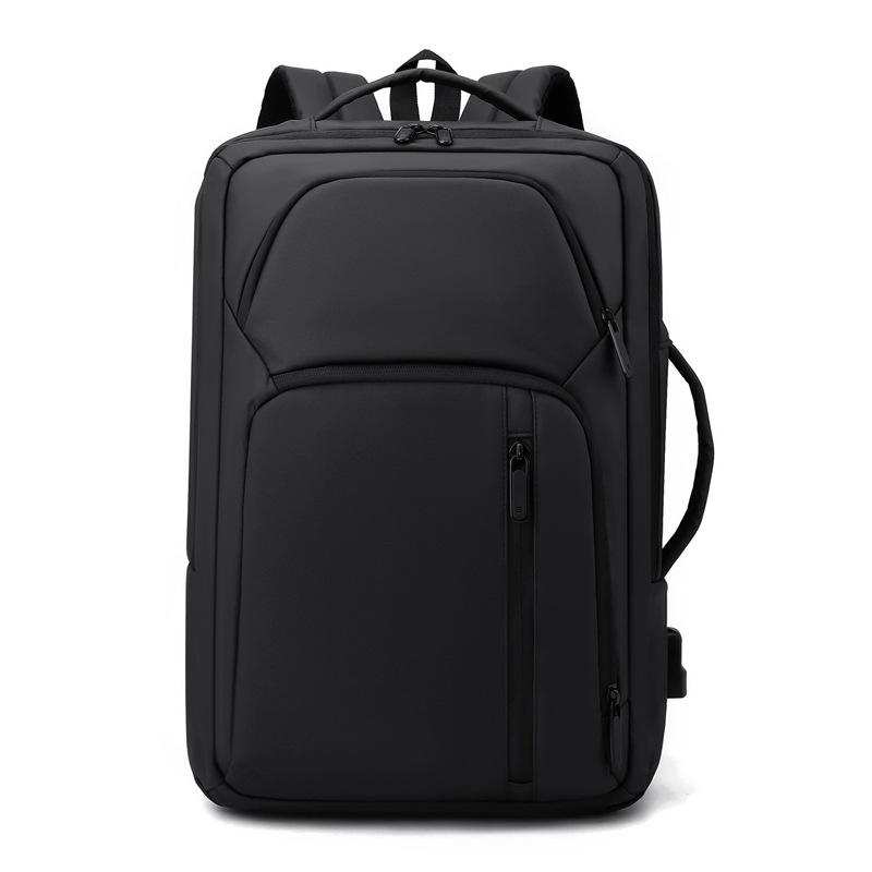 

Leather Water-resistant Backpack USB Rechargeable Large Capacity Travel Backpack Fashionable Simple Computer Bag Men чёрный