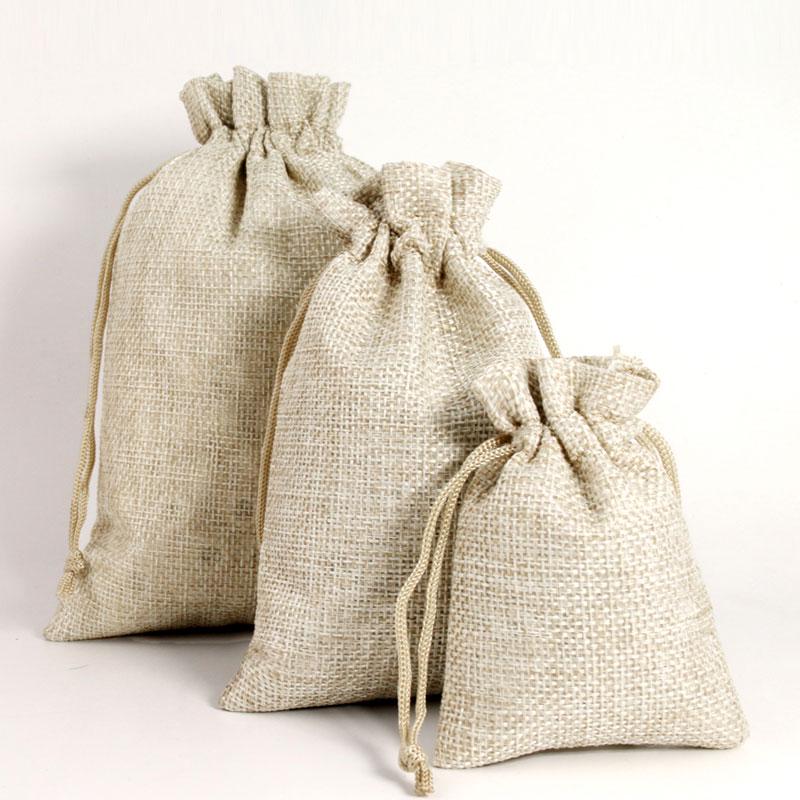 Natural Burlap Bag Jewelry Packaging Jute bag Christmas tree decoration Beauty Drawstring bag Gift Bags Candy Bag Wedding Bags  Jewelry Accessory