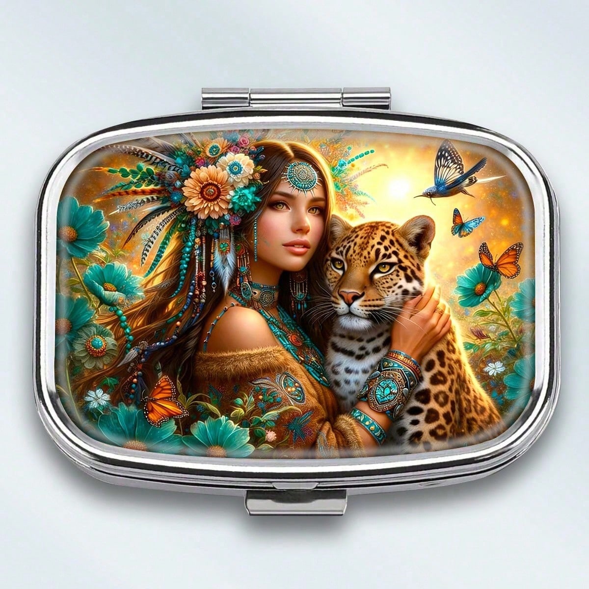 

Mini Metal Jewelry Box, 2 Grids Portable Storage Case, Travel Small Organizer for Earrings and Tiny Items різнокольоровий