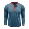 Men's Long Sleeve Henry Neck T-Shirt Fashion Sports Business Casual Tees Tops Man
