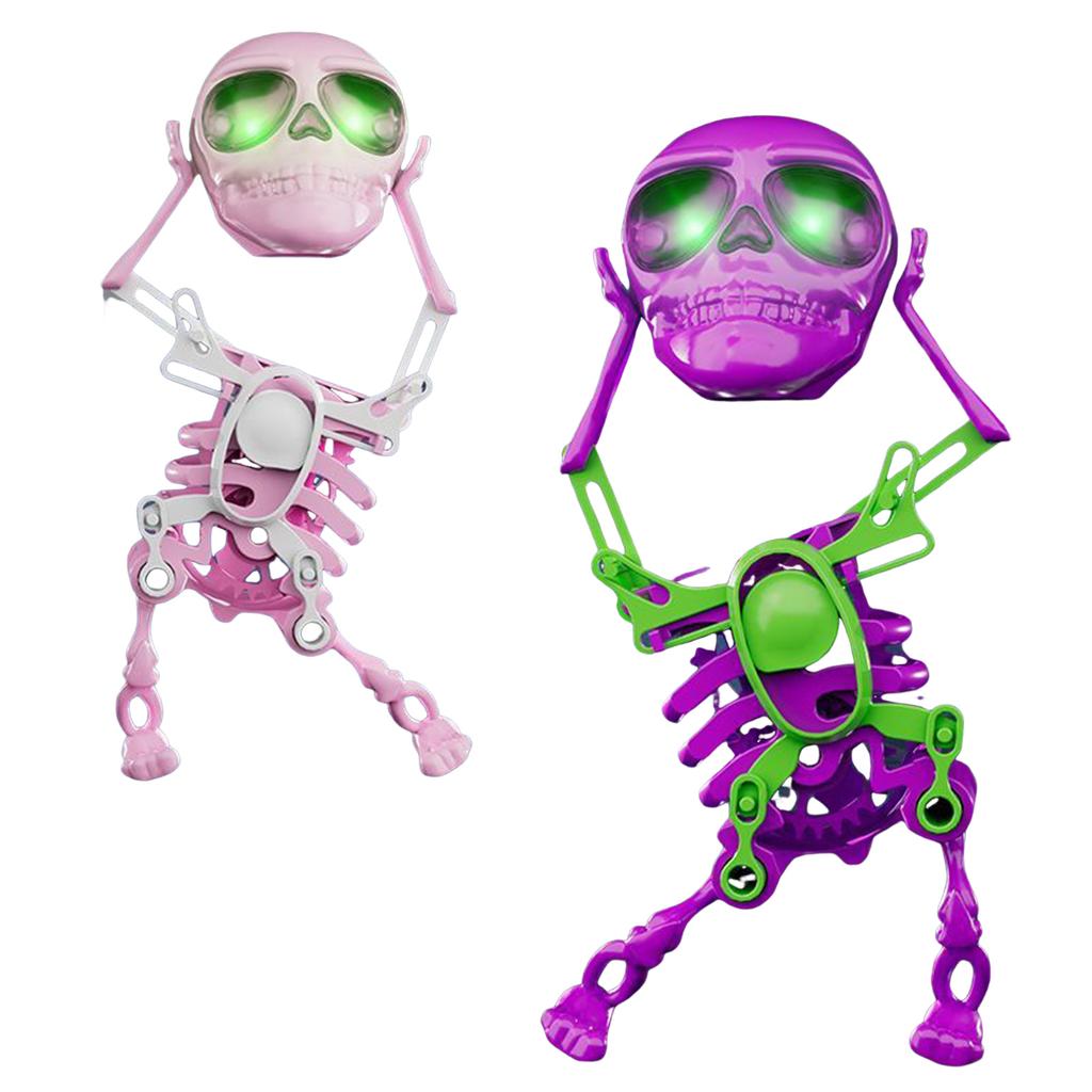 3D Printing Dancing Skull Man Toy Luminous Shaking Head Sand Carving Gears Spring Up Toys for Children Gift Party Accessories