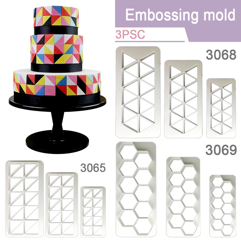 3 pcs//set Figure Geometric Plastic Hexagon Shape Cake Decoration Cutters Buscuit