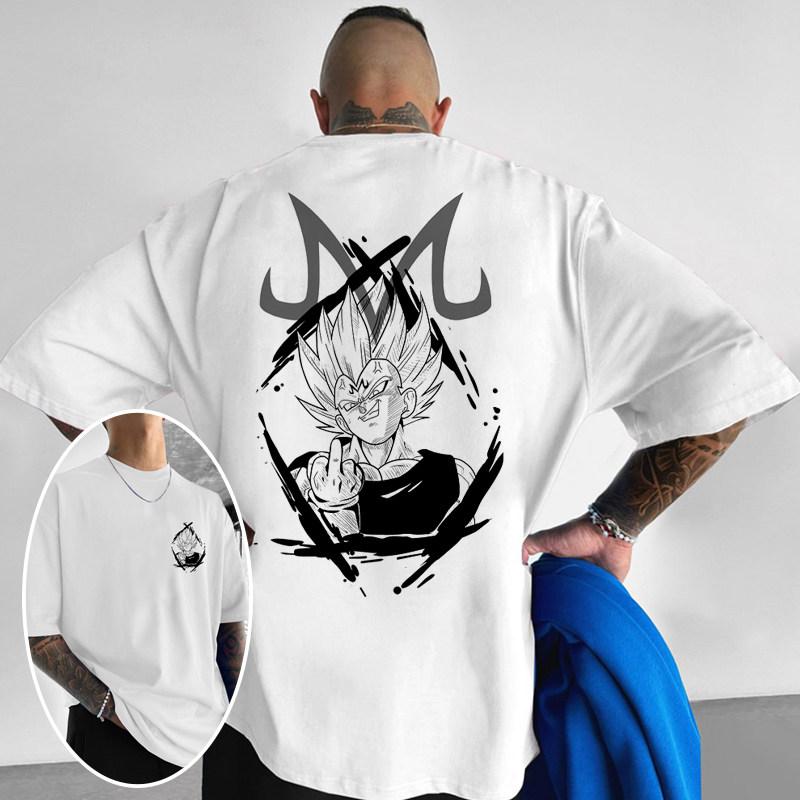 Heavy Cotton Dragon Ball Z Sun Wukong Anime Direct Spray Printing Versatile Loose Plus Size Tshirt Short Sleeve Mens Trendy
