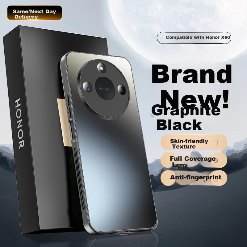 Phone Case for Honor X60, Honor X60 Protective Cover, Frosted Full Coverage Ultra-Thin Shockproof Anti-Fingerprint Personalized - Graphite Black