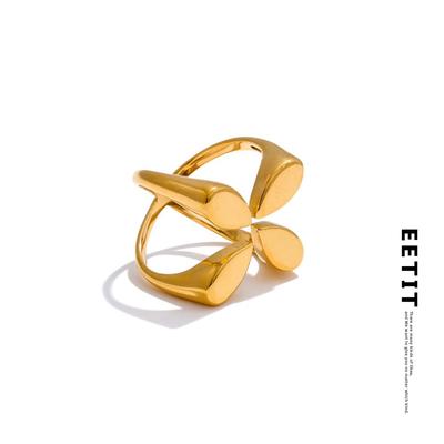Stylish Unique Design Stainless Steel Wide Open Ring Water Resistant Metal Distinctive Finger Jewelry Accessories