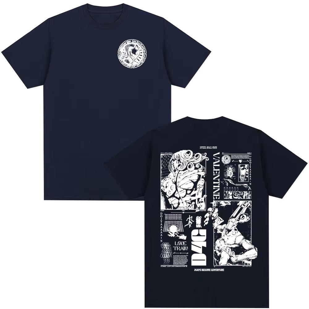 This Striking Black JoJo’s Bizarre Adventure Steel Ball Run Funny Valentine & D4C T-Shirt Is a Must-Have for Devoted Fans of the Epic Series