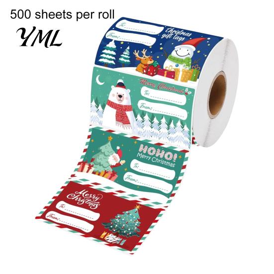 Holiday Decorative Seals Christmas Sticker Labels for Gift Wrapping, Self-Adhesive Tags with Blank Party Favor Decorations Writing Area Present