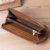 Crazy Horse Leather Men's and Women's Long Wallet, Two Fold Genuine Leather, Pure Top Layer Cowhide, Retro Wallet