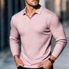 Men's Long Sleeve Knit Shirt with Collar for Spring and Fall