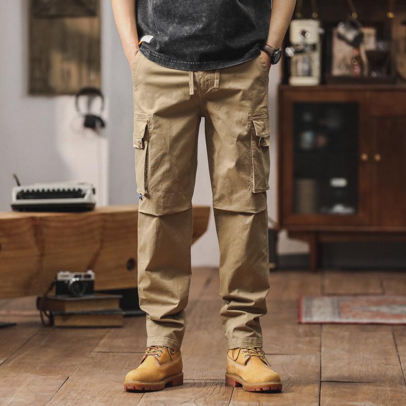 

Overalls Men s Retro Straight Pants Loose Trend Pants High-end Casual Men s Slim-fit Wear-resistant Pants 40 хаки