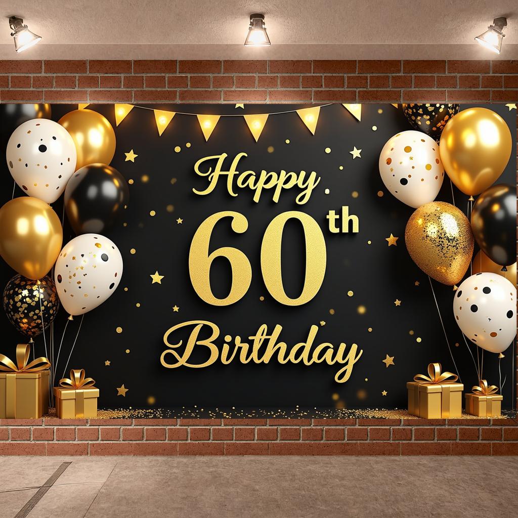 Birthday Celebration Backdrop Balloon Decorations Milestone Birthday Background 60th Birthday Display Luxury Design