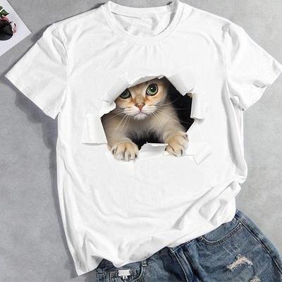 Summer Fashion 3D Cat Lovely Trend Graphic T-shirt Clothing Casual  Women Top Tshirt Short Sleeve Lady Female Print Tee