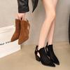 Women's retro hollowed out breathable Roman sandals summer pointed head large size thick heel high heeled sandals boots