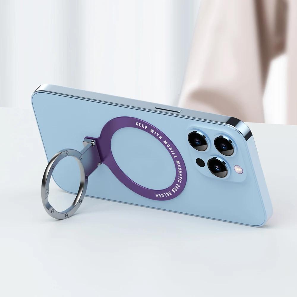 2w1 Magsafe Uchwyt Pierścień na Palec do Telefonu Komórkowego Obrotowy 360° Składany Stojak Biurkowy Do iPhone15 14 Xiaomi Samsung Uniwersalny