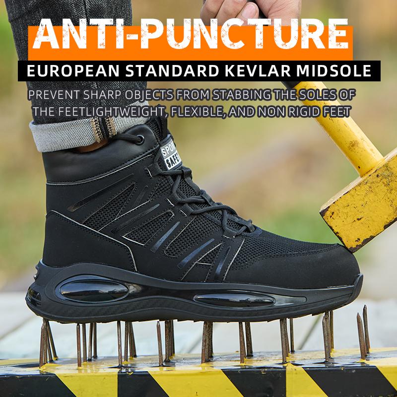 Outdoors Indestructible Shoes Work Boots Steel Toe Shoes Men Safety Boots Anti-Smash Anti Puncture Industrial Shoes Non-Slip