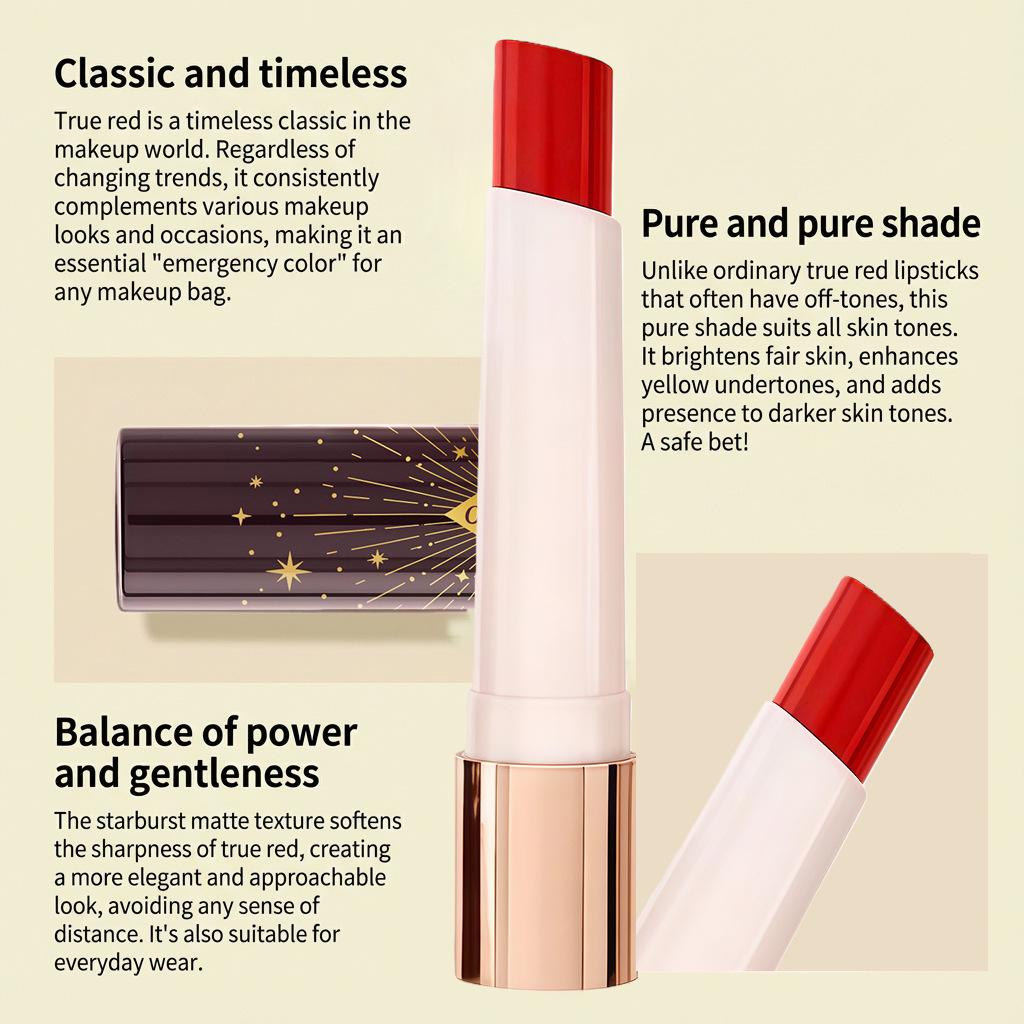 Zephoco True Red Starry Matte Lipstick – Effortless Application for Everyday Wear