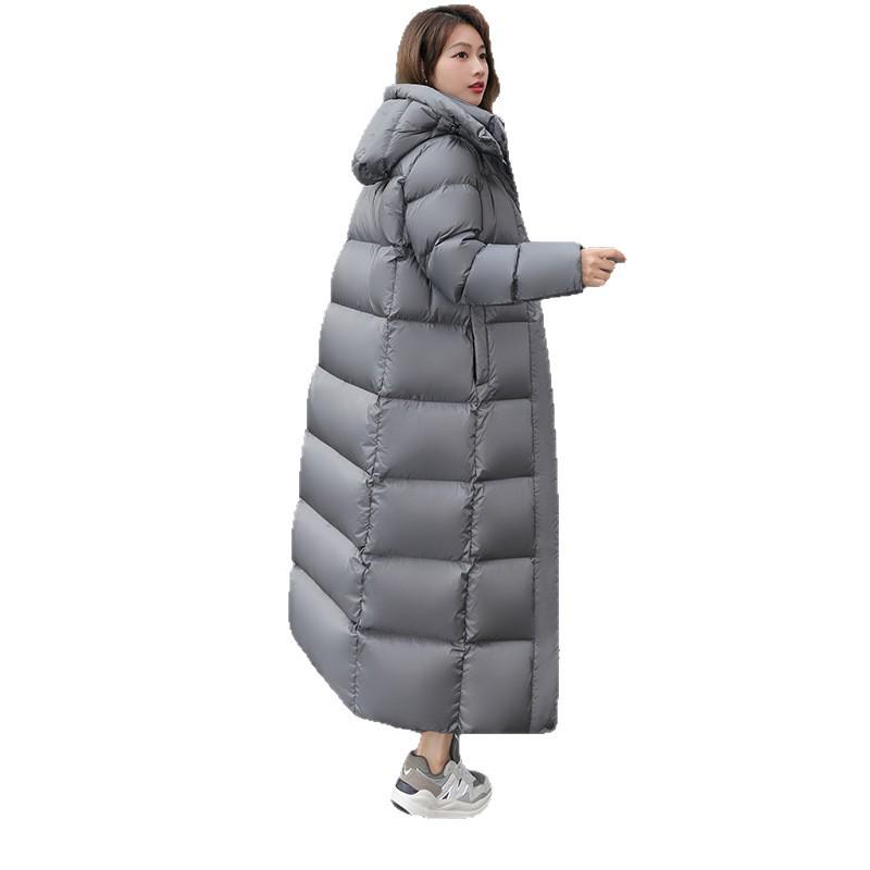 Aidanmeng Women's 2025 Black Gold Super Long Down Jacket - Knee-Length, Thick Winter Coat with 95% White Duck Down.