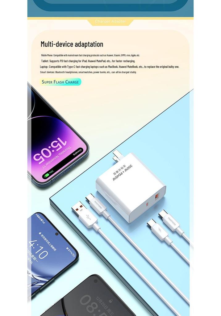 PD30W Ultra-Fast Charger Set for Apple & Huawei Devices