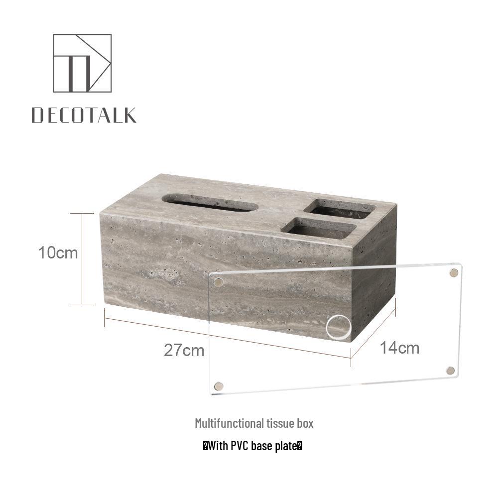Set da Bagno Travertino Grigio Argento Wabi-Sabi: Vassoio e Decorazione per Lavabo.