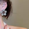 Elegant Diamond-Studded Flower Earrings: Silver Needle Retro Style for High-End Fashion