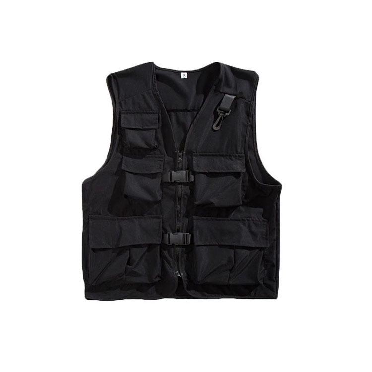2023 Men's Multi-Pocket Workwear Vest: Niche Design, High-Street Hip-Hop Style Sleeveless Jacket