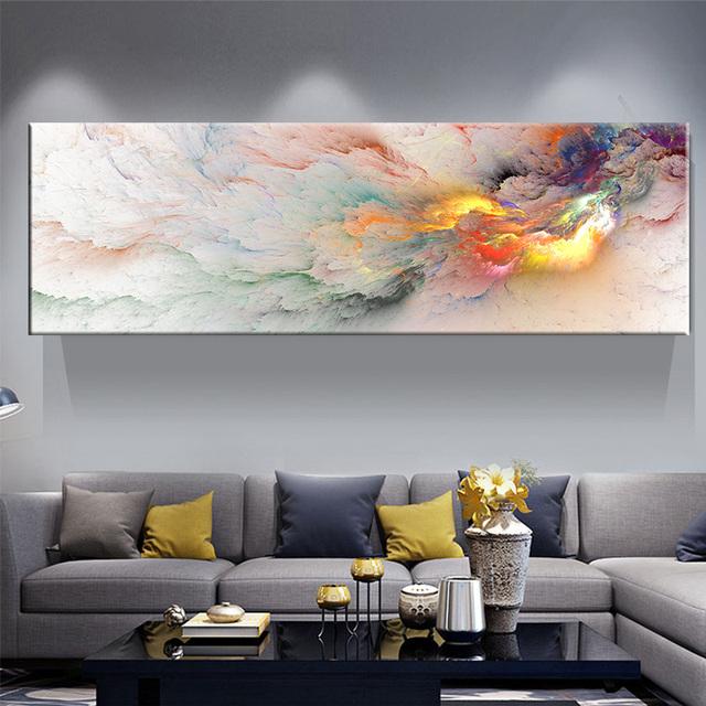 

Абстрактные красочные золотые, синие облака, холст, картина, пейзажные постеры и принты, настенные художественные фотографии, домашний декор для гостиной, без рамки 50cm×100cm NoFrame