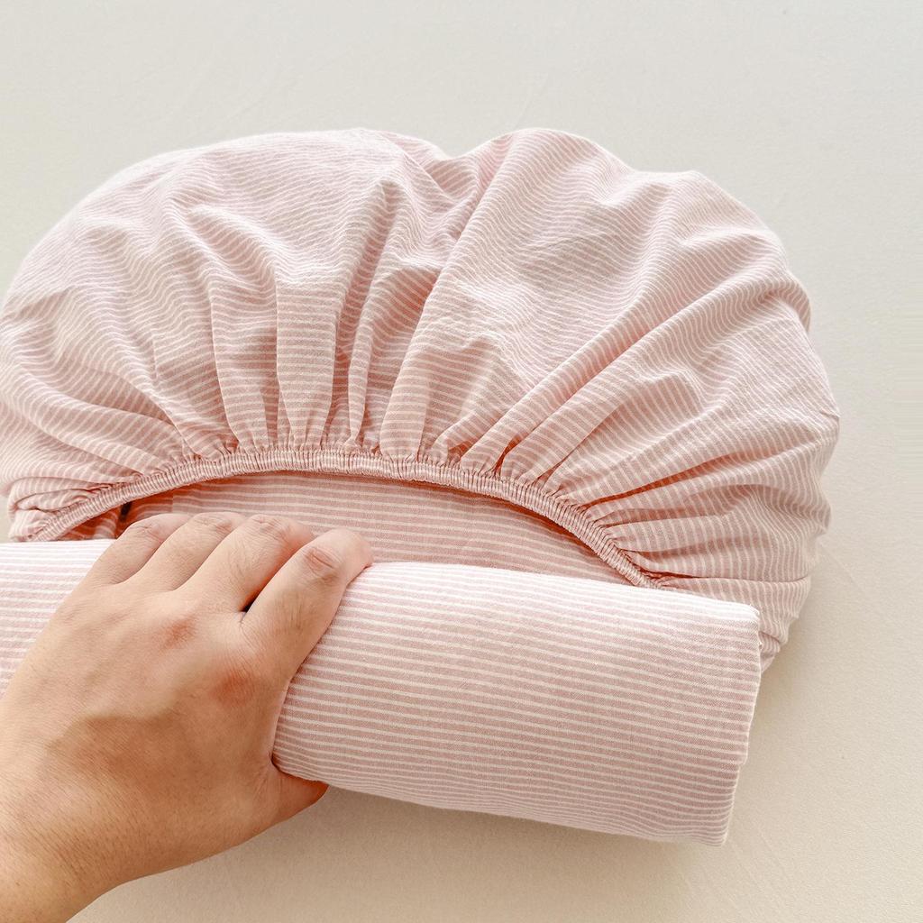 Pure Cotton Yarn-Dyed Washed Fitted Sheet: Non-Slip, Dustproof, Skin-Friendly Mattress Protector 3-Piece Set.