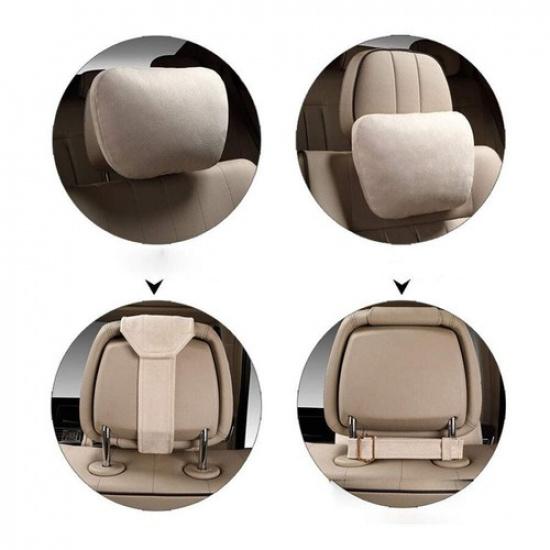 1x Universal Car Headrest Neck Support Seat Rest Cushion Soft Adjustable Pillow