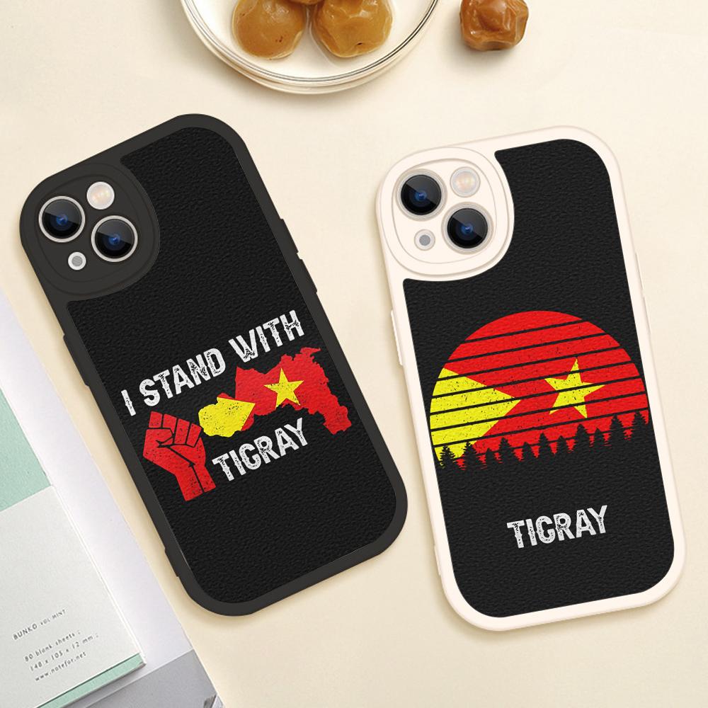Custodia per telefono con bandiera del Tigray per iPhone 14 per iPhone 14 13 11 12 Pro MAX 13 12 MiNi 7 8 plus iphone 14MAX 13PRO XS XR Coperture in pelle di agnello