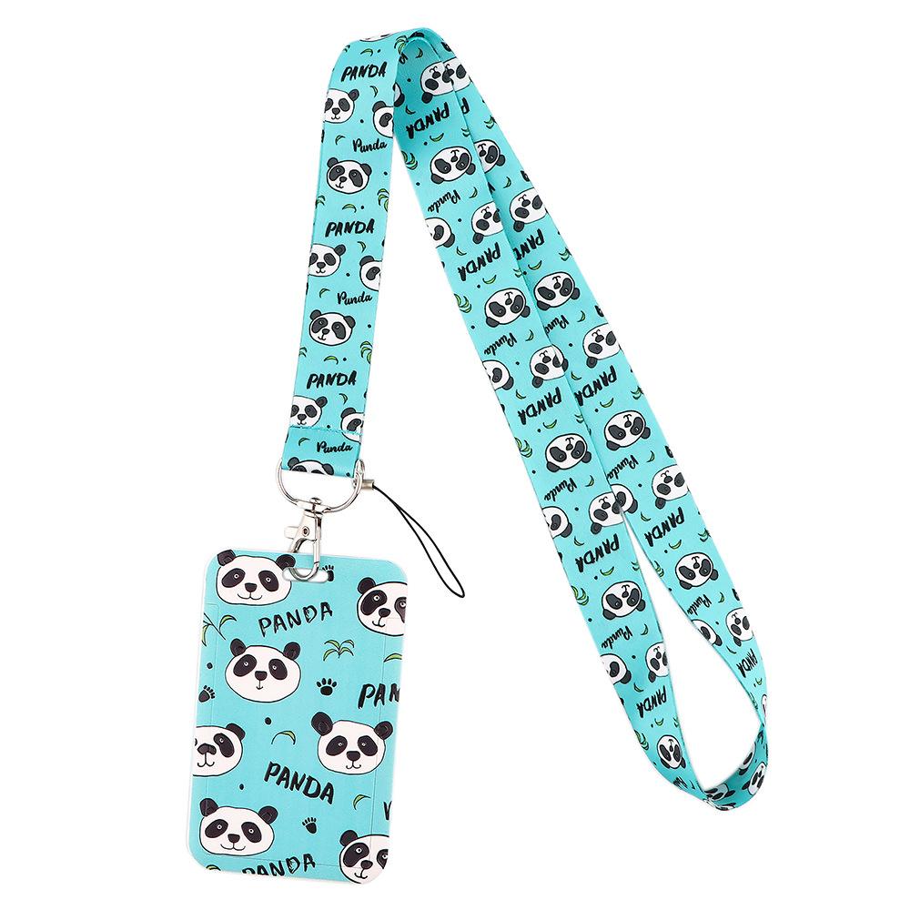 Cute Animal Panda Credential Holder Keychain Lanyard For Keys ID Card Holder Cartoon Keyring Neck Straps Phone Rope