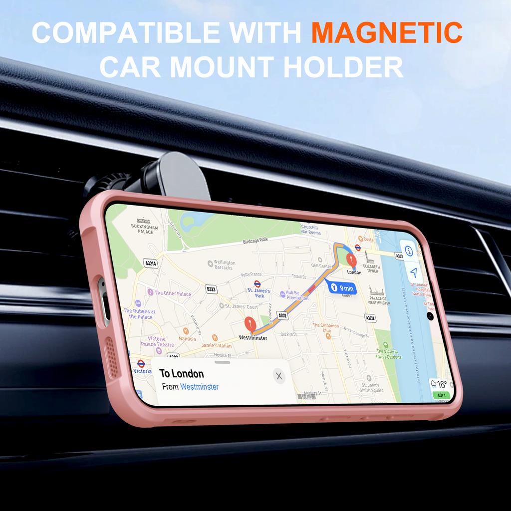 For Samsung Galaxy S24+ Magnetic Case Kickstand TPU PC Shockproof Phone Back Cover